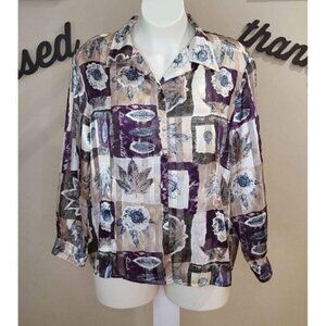 Susan Hutton Plus Size 20W Button Front Semi-Sheer Top